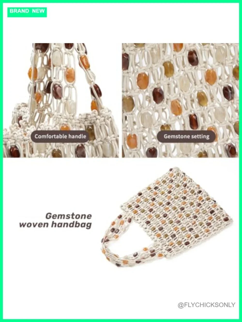Boho Crochet Shoulder Bag - Colorful Beaded Beach Tote - Lightweight Summer